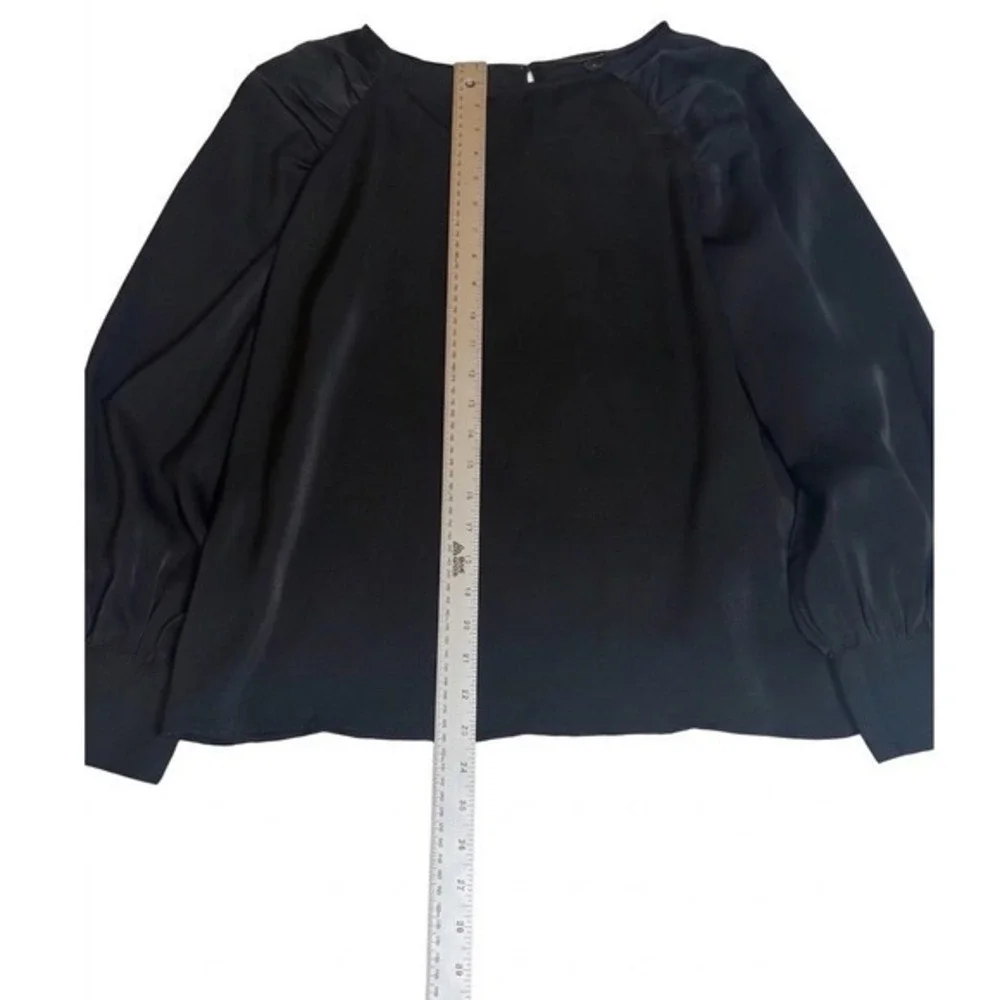 Banana Republic Women's Top Size M Black Puff Sleeve Collar Minimalist Office